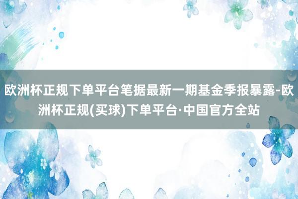 欧洲杯正规下单平台笔据最新一期基金季报暴露-欧洲杯正规(买球)下单平台·中国官方全站