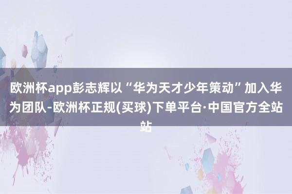 欧洲杯app彭志辉以“华为天才少年策动”加入华为团队-欧洲杯正规(买球)下单平台·中国官方全站