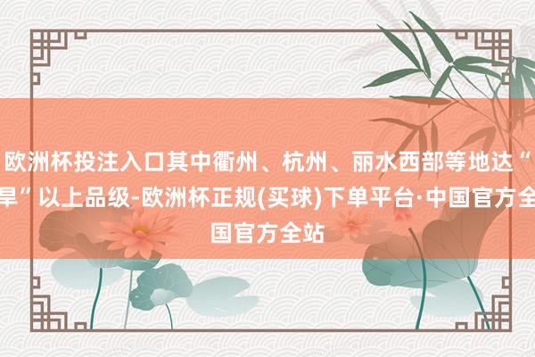 欧洲杯投注入口其中衢州、杭州、丽水西部等地达“重旱”以上品级-欧洲杯正规(买球)下单平台·中国官方全站