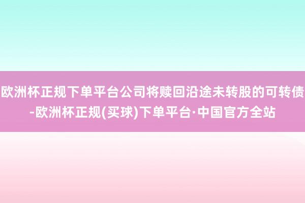 欧洲杯正规下单平台公司将赎回沿途未转股的可转债-欧洲杯正规(买球)下单平台·中国官方全站
