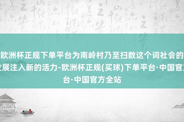欧洲杯正规下单平台为南岭村乃至扫数这个词社会的翌日发展注入新的活力-欧洲杯正规(买球)下单平台·中国官方全站