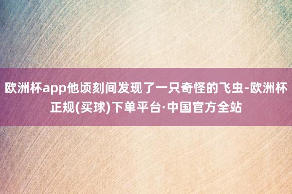 欧洲杯app他顷刻间发现了一只奇怪的飞虫-欧洲杯正规(买球)下单平台·中国官方全站