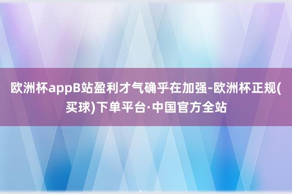 欧洲杯appB站盈利才气确乎在加强-欧洲杯正规(买球)下单平台·中国官方全站