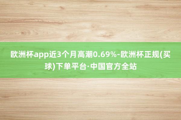 欧洲杯app近3个月高潮0.69%-欧洲杯正规(买球)下单平台·中国官方全站