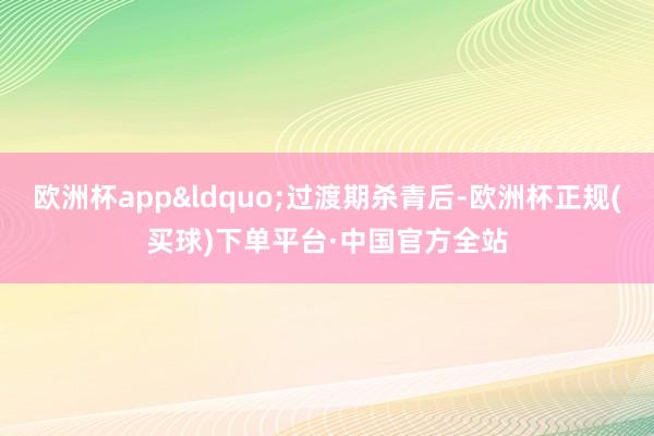 欧洲杯app&ldquo;过渡期杀青后-欧洲杯正规(买球)下单平台·中国官方全站